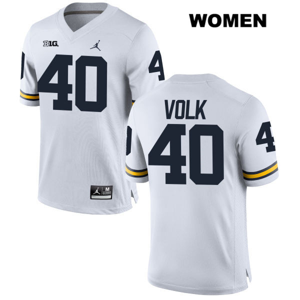 Women's NCAA Michigan Wolverines Nick Volk #40 White Jordan Brand Authentic Stitched Football College Jersey ZH25T55XY